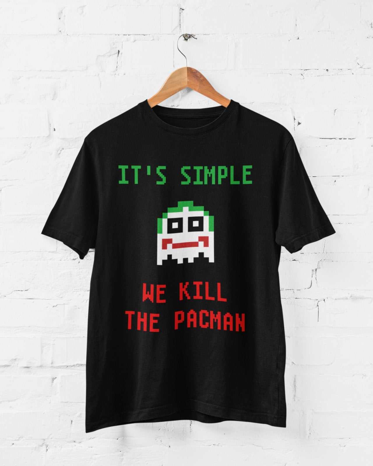 Funny T-Shirt It's Simple We Kill The Pacman Retro Gaming Joker Parody 8 Bit T-Shirt