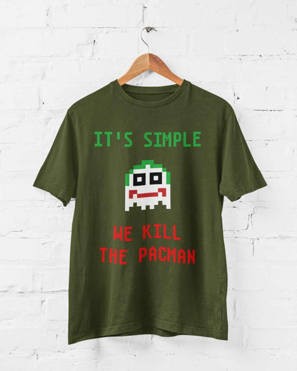 Funny T-Shirt It's Simple We Kill The Pacman Retro Gaming Joker Parody 8 Bit T-Shirt