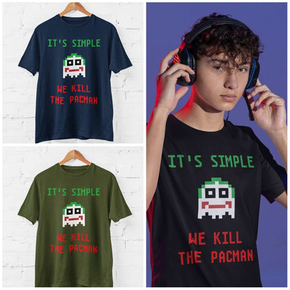 Funny T-Shirt It's Simple We Kill The Pacman Retro Gaming Joker Parody 8 Bit T-Shirt