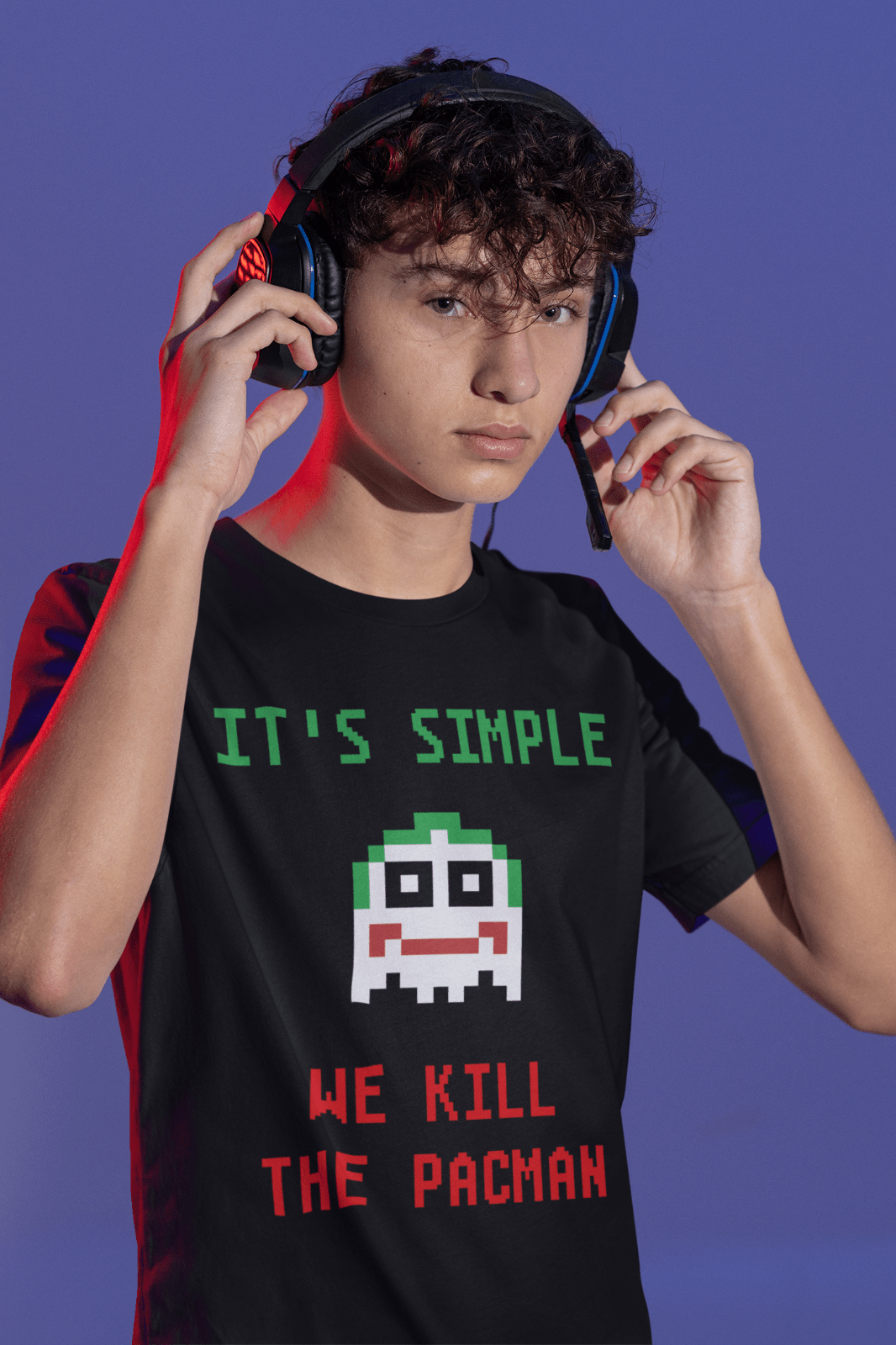 Funny T-Shirt It's Simple We Kill The Pacman Retro Gaming Joker Parody 8 Bit T-Shirt