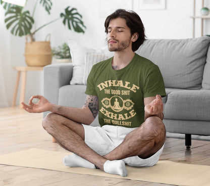 Funny Yoga T-Shirt Inhale The Good Sh*t Exhale The Bullsh*t Mindfulness Meditate T-Shirt