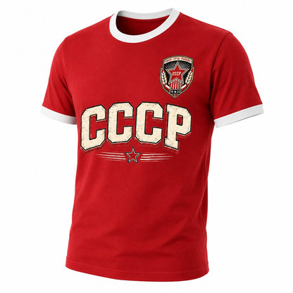 Galaxy Tees CCCP Retro Ringer T-Shirt, Vintage Athletic Graphic Tee