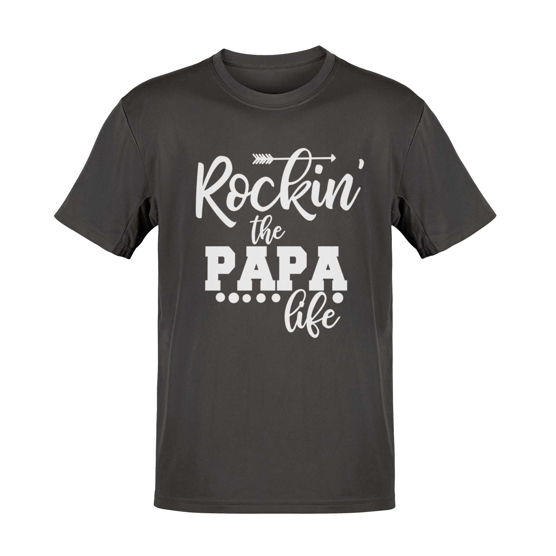 Rockin' the Papa Life T-Shirt for fathers, featuring bold design, soft fabric, available in multiple colors and sizes, perfect gift.