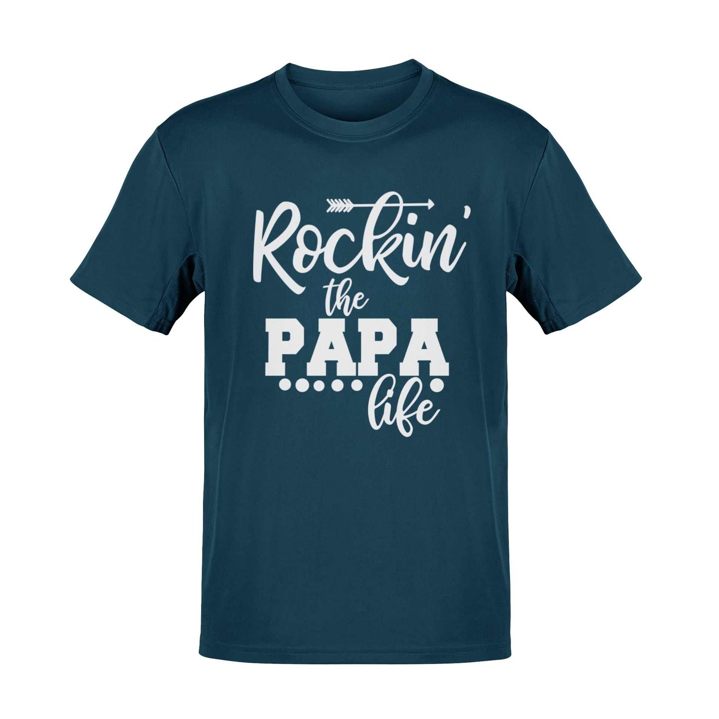 Rockin' the Papa Life T-shirt in navy with bold, fun design ideal for proud fathers and grandads.