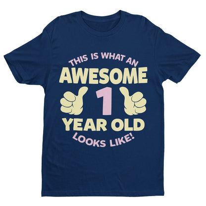 Girls 1st Birthday T-Shirt This Is What An Awesome 1 Year Old Looks Like Gift