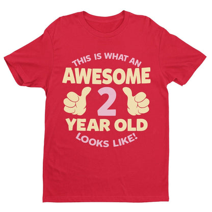 Girls 2nd Birthday T-Shirt This Is What An Awesome 2 Year Old Looks Like Gift