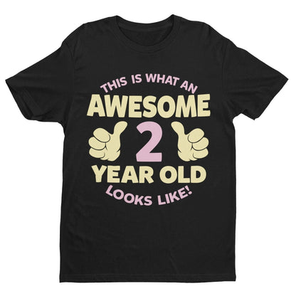 Girls 2nd Birthday T-Shirt This Is What An Awesome 2 Year Old Looks Like Gift
