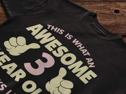 Girls 3rd Birthday T-Shirt This Is What An Awesome 3 Year Old Looks Like Gift
