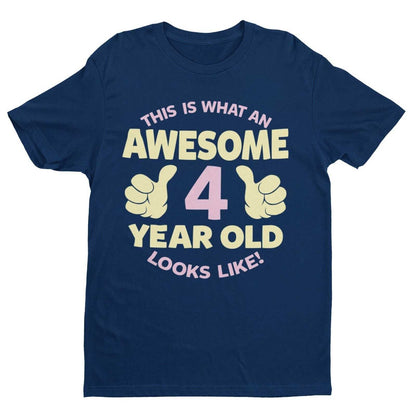 Girls' 4th Birthday Awesome 4 Year Old T-Shirt, supporting product image 3
