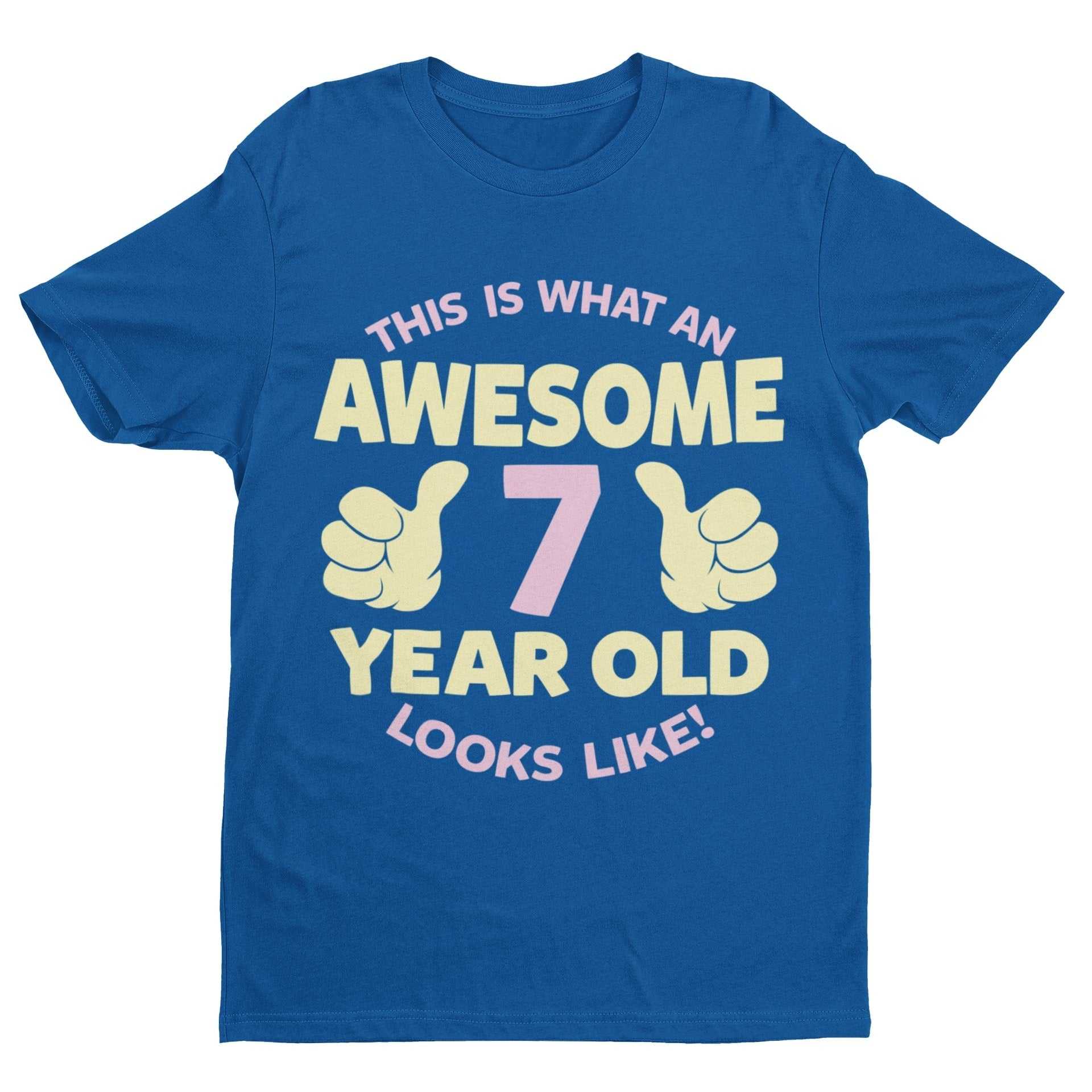 Girls 7th Birthday T-Shirt This Is What An Awesome 7 Year Old Looks Like Gift
