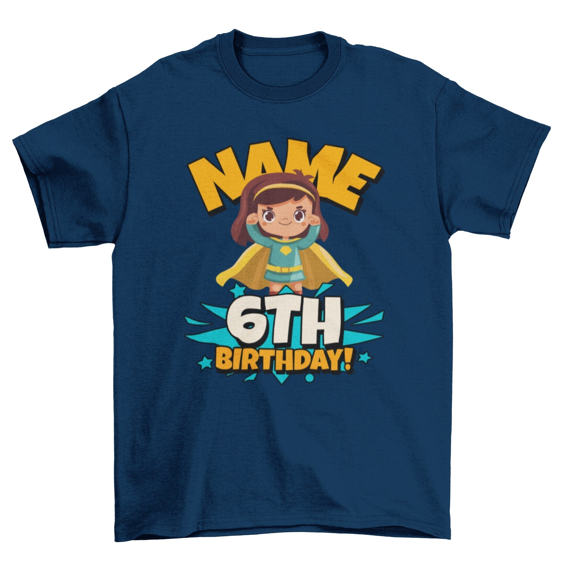 GIRLS PERSONALISED 6th Birthday SuperheroGIRLS PERSONALISED 6th Birthday Superhero T Shirt With Your Childs Nam