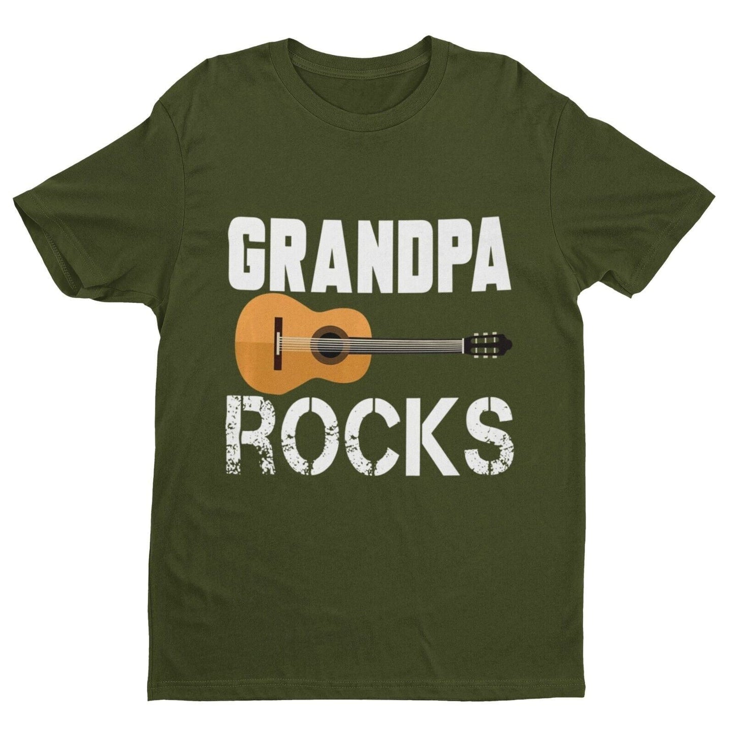 Grandpa Rocks Funny Guitar T-Shirt Accoustic Novelty Grandfather Gift Music T-Shirt