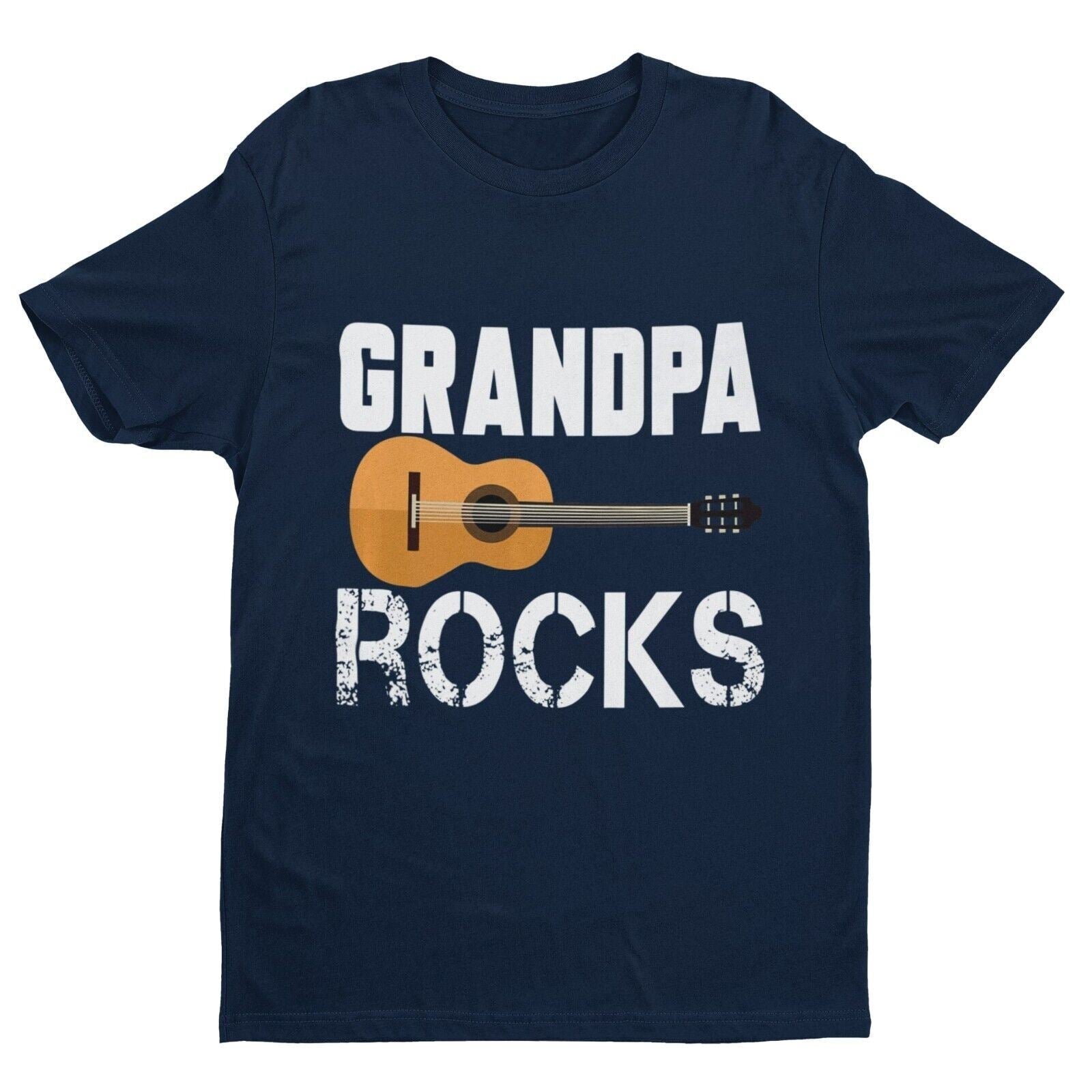 Grandpa Rocks Funny Guitar T-Shirt Accoustic Novelty Grandfather Gift Music T-Shirt