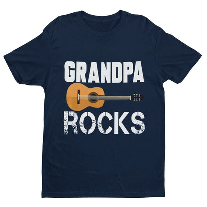 Grandpa Rocks Funny Guitar T-Shirt Accoustic Novelty Grandfather Gift Music T-Shirt