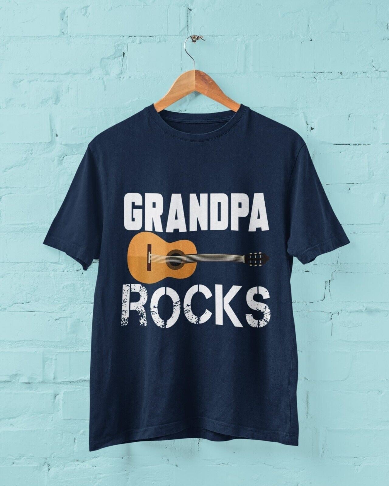Grandpa Rocks Funny Guitar T-Shirt Accoustic Novelty Grandfather Gift Music T-Shirt