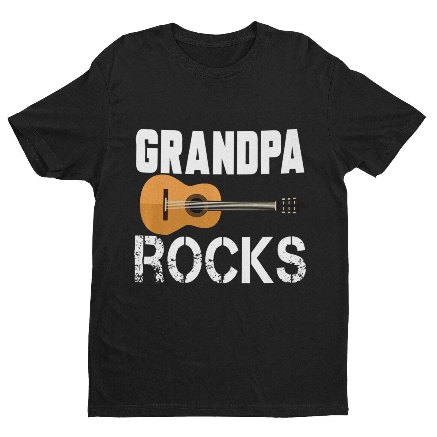 Grandpa Rocks Funny Guitar T-Shirt Accoustic Novelty Grandfather Gift Music T-Shirt