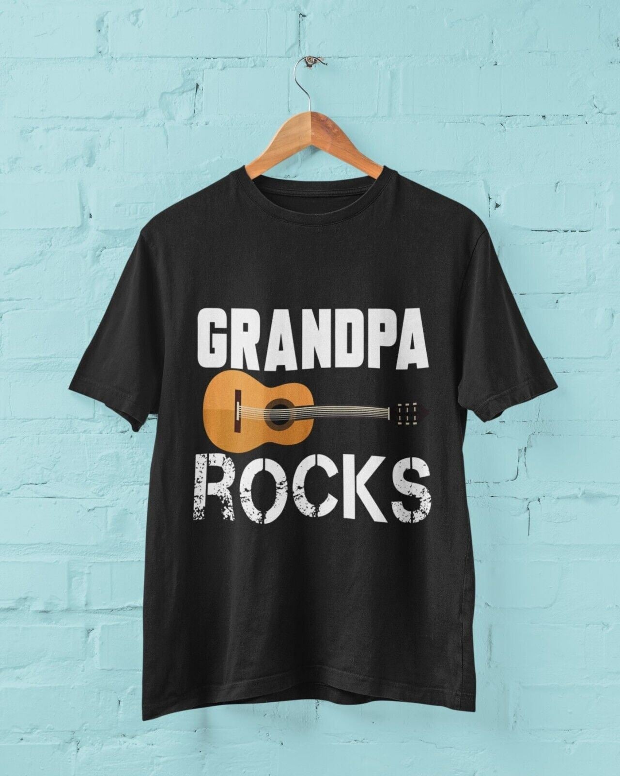 Grandpa Rocks Funny Guitar T-Shirt Accoustic Novelty Grandfather Gift Music T-Shirt