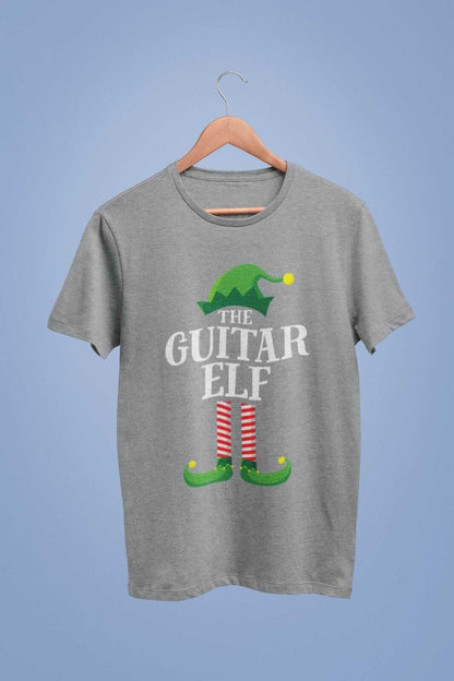Guitar Themed Christmas Xmas T-Shirt Guitar Elf Guitarist Musician Funny Gift T-Shirt