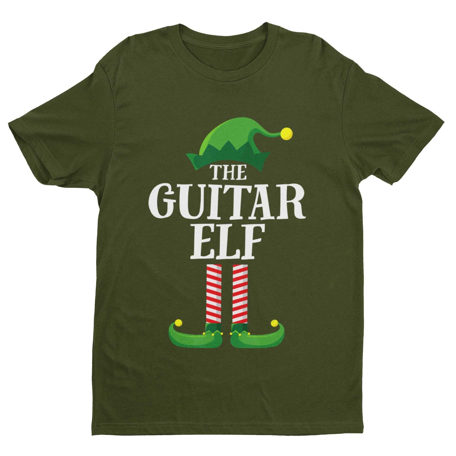 Guitar Themed Christmas Xmas T-Shirt Guitar Elf Guitarist Musician Funny Gift T-Shirt
