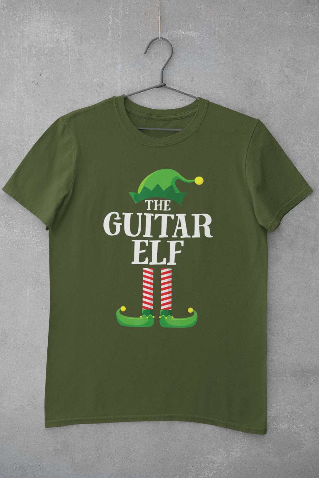 Guitar Themed Christmas Xmas T-Shirt Guitar Elf Guitarist Musician Funny Gift T-Shirt