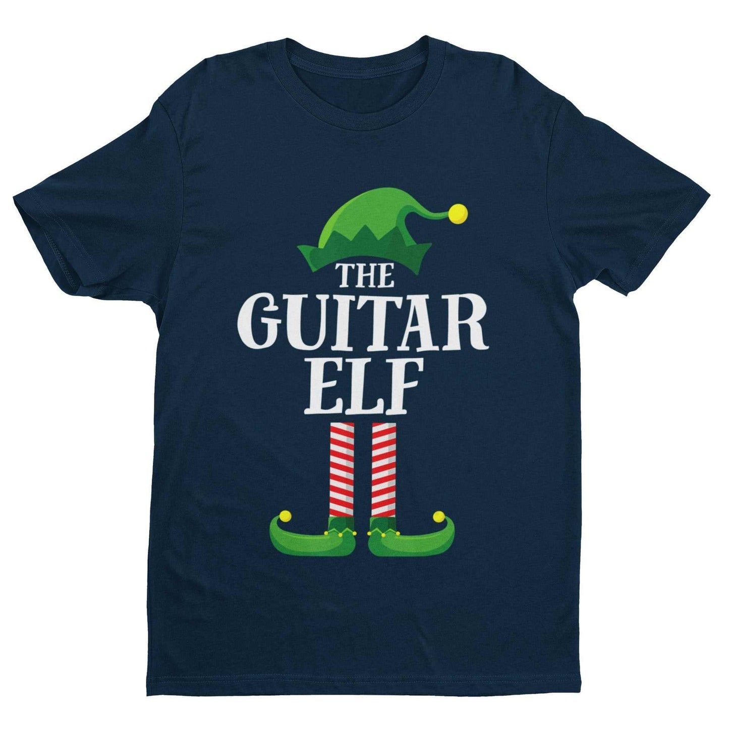 Guitar Themed Christmas Xmas T-Shirt Guitar Elf Guitarist Musician Funny Gift T-Shirt