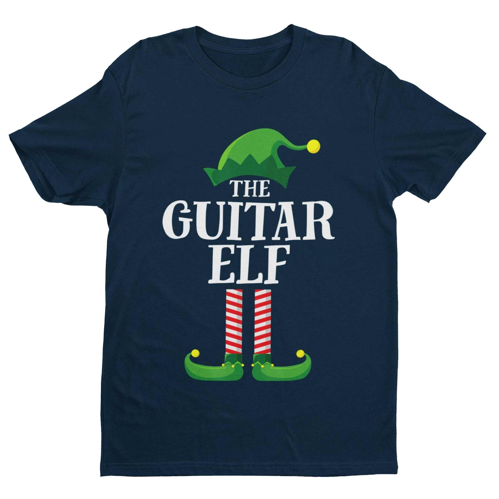 Guitar Themed Christmas Xmas T-Shirt Guitar Elf Guitarist Musician Funny Gift T-Shirt