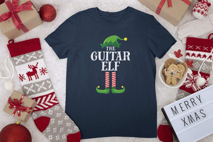 Guitar Themed Christmas Xmas T-Shirt Guitar Elf Guitarist Musician Funny Gift T-Shirt