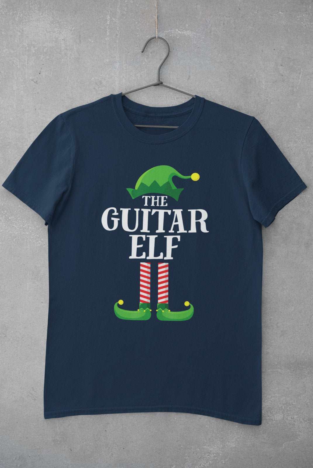 Guitar Themed Christmas Xmas T-Shirt Guitar Elf Guitarist Musician Funny Gift T-Shirt