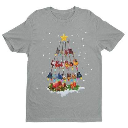 Guitar Themed Christmas Xmas T-Shirt Tree Of Guitars Musician Guitarist Gift T-Shirt