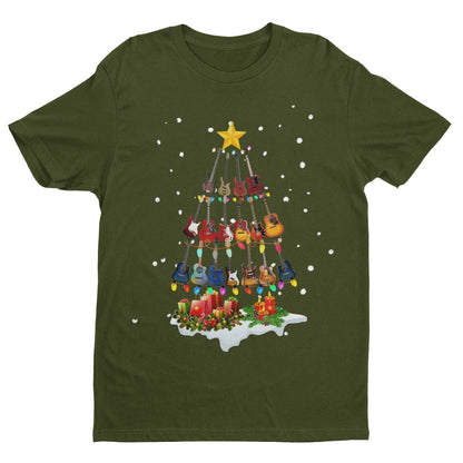 Guitar Themed Christmas Xmas T-Shirt Tree Of Guitars Musician Guitarist Gift T-Shirt