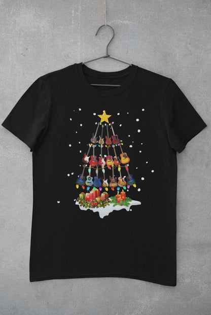 Guitar Themed Christmas Xmas T-Shirt Tree Of Guitars Musician Guitarist Gift T-Shirt