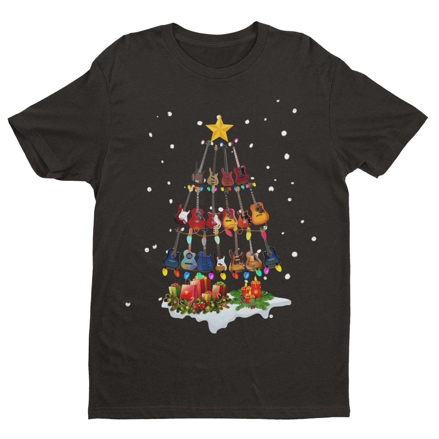 Guitar Themed Christmas Xmas T-Shirt Tree Of Guitars Musician Guitarist Gift T-Shirt