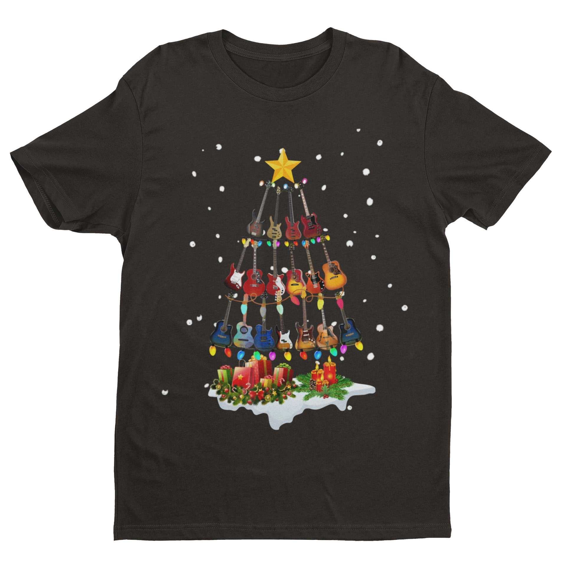 Guitar Themed Christmas Xmas T-Shirt Tree Of Guitars Musician Guitarist Gift T-Shirt
