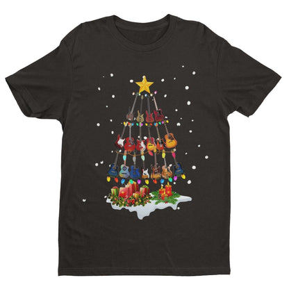 Guitar Themed Christmas Xmas T-Shirt Tree Of Guitars Musician Guitarist Gift T-Shirt
