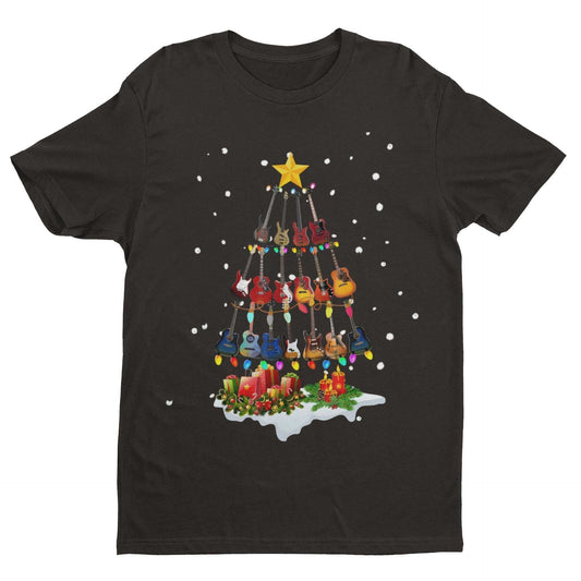 Guitar Themed Christmas Xmas T-Shirt Tree Of Guitars Musician Guitarist Gift T-Shirt