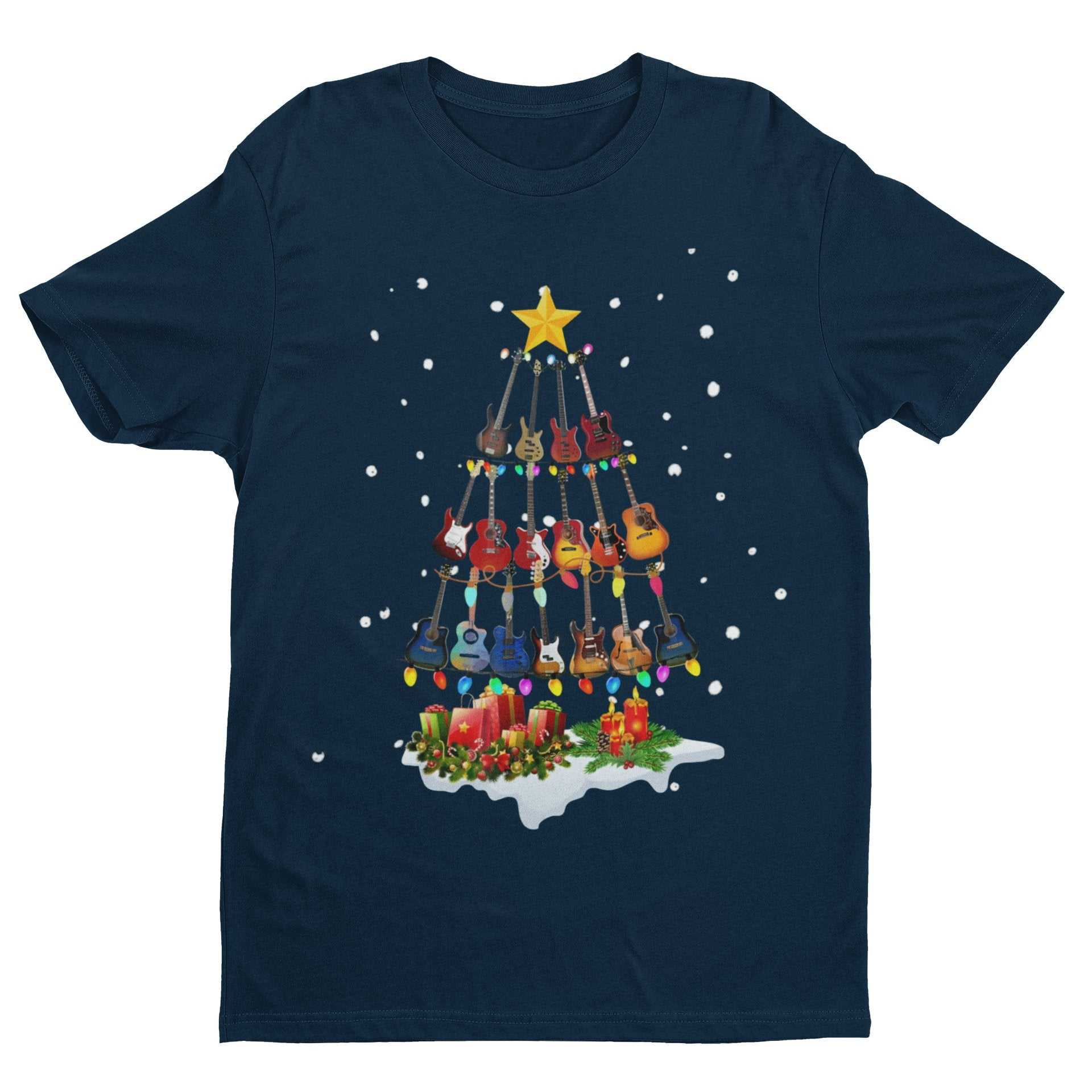 Guitar Themed Christmas Xmas T-Shirt Tree Of Guitars Musician Guitarist Gift T-Shirt