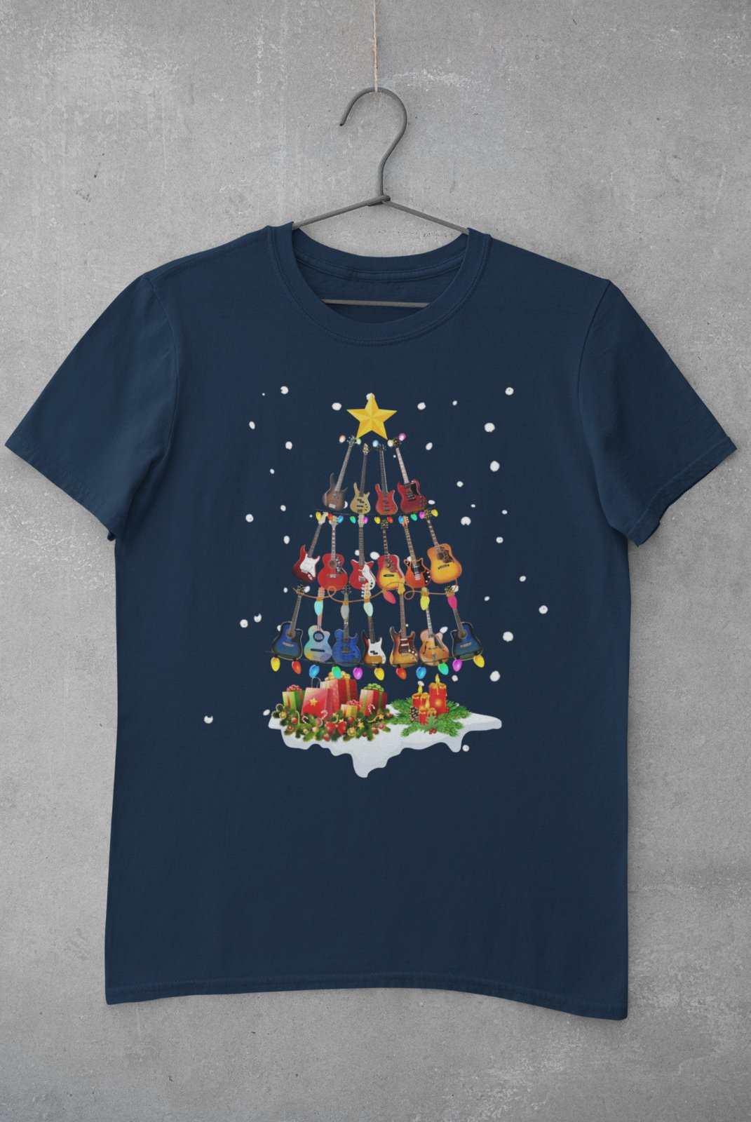 Guitar Themed Christmas Xmas T-Shirt Tree Of Guitars Musician Guitarist Gift T-Shirt