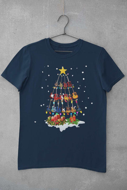 Guitar Themed Christmas Xmas T-Shirt Tree Of Guitars Musician Guitarist Gift T-Shirt