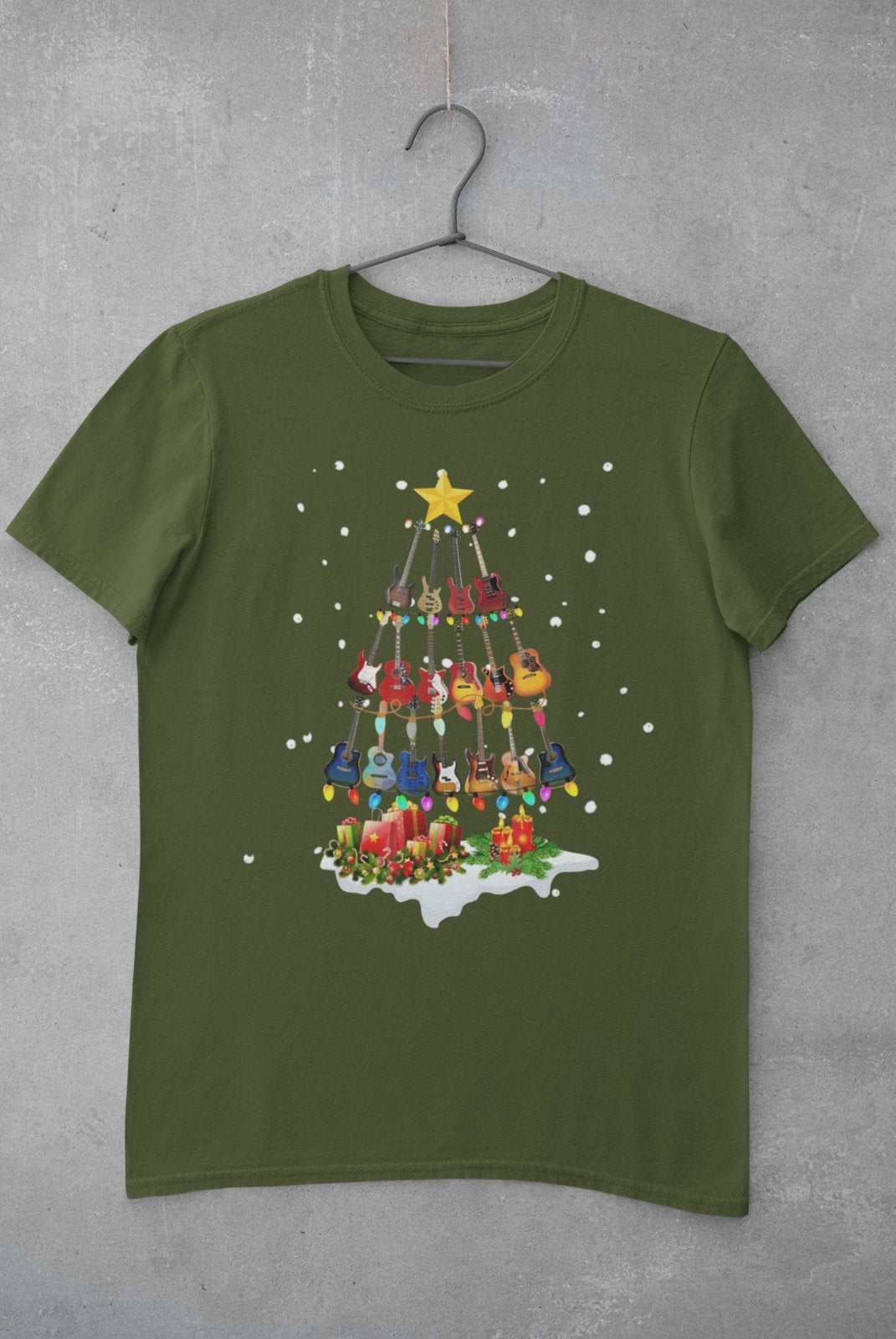 Guitar Themed Christmas Xmas T-Shirt Tree Of Guitars Musician Guitarist Gift T-Shirt