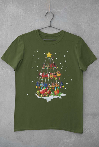 Guitar Themed Christmas Xmas T-Shirt Tree Of Guitars Musician Guitarist Gift T-Shirt