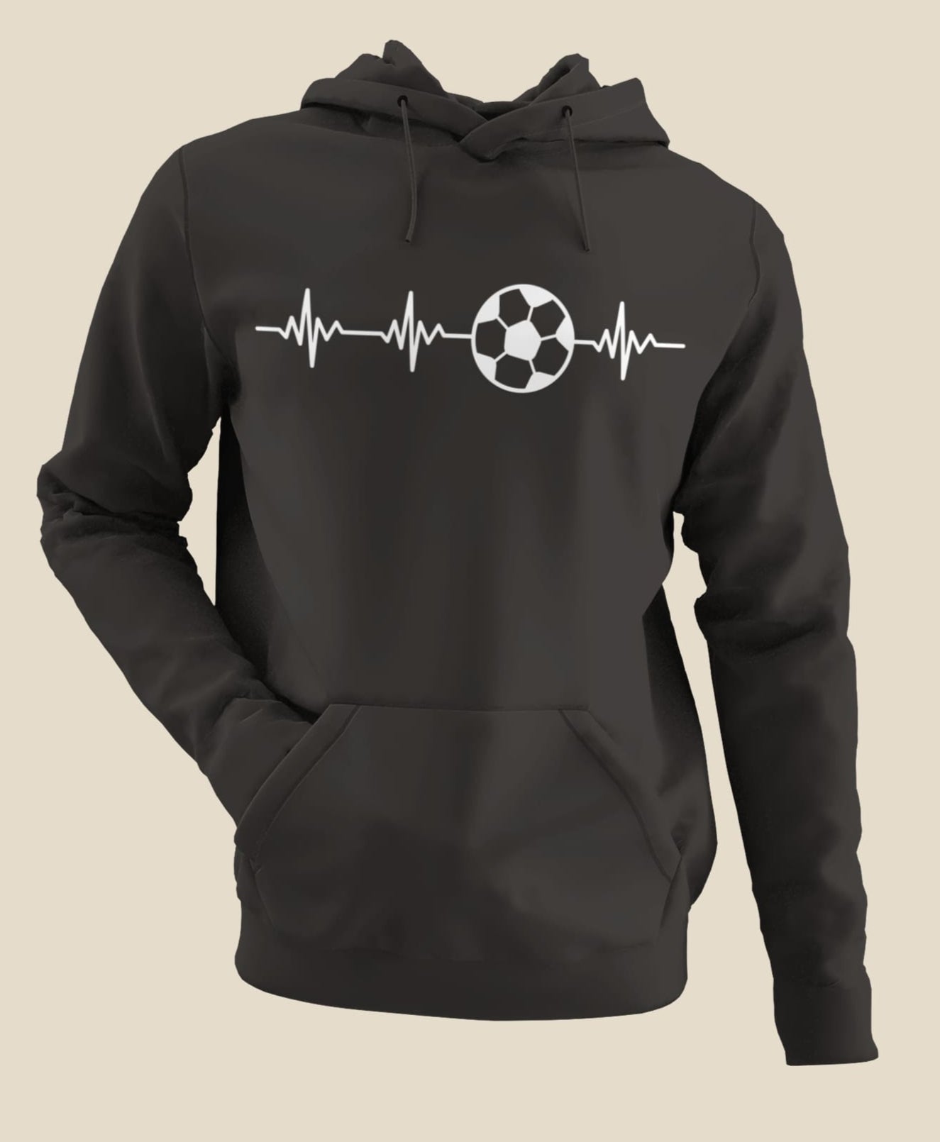 Football Pulse Hoodie Soccer Heartbeat Minimalist Design Hooded Sweatshirt