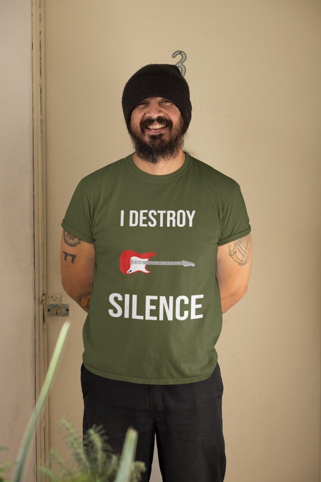 I DESTROY SILENCE Funny Guitar T-Shirt Guitarist Novelty Top Gift Musician T-Shirt