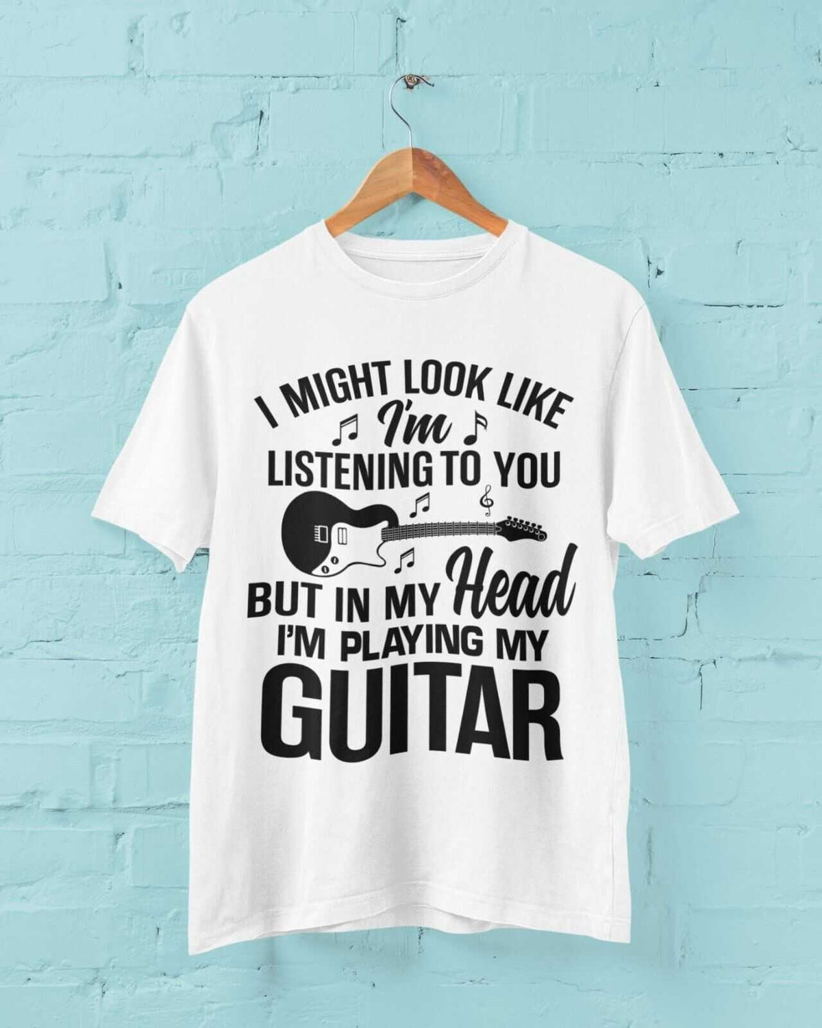 In My Head I'm Playing Guitar T-Shirt, ordering and care information