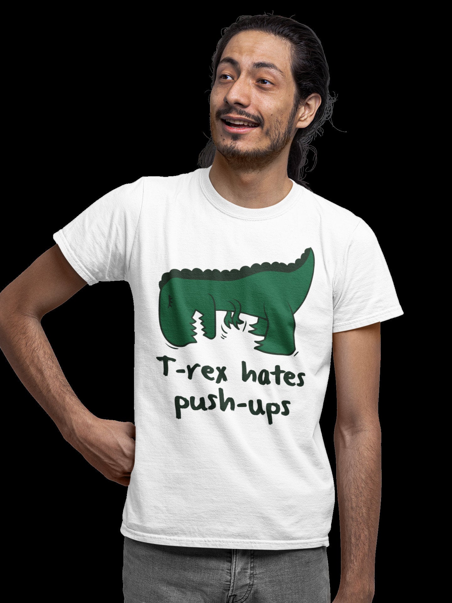 T Rex Hates Push Ups Funny Dinosaur Joke T-Shirt - product image 5