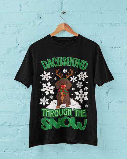 Funny Dachshund Christmas T-Shirt: Reindeer Antlers, Rudolph Nose - product image 4