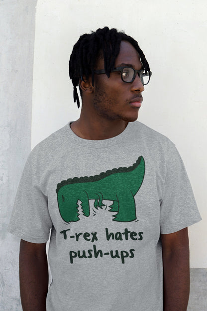 T Rex Hates Push Ups Funny Dinosaur Joke T-Shirt - product image 3
