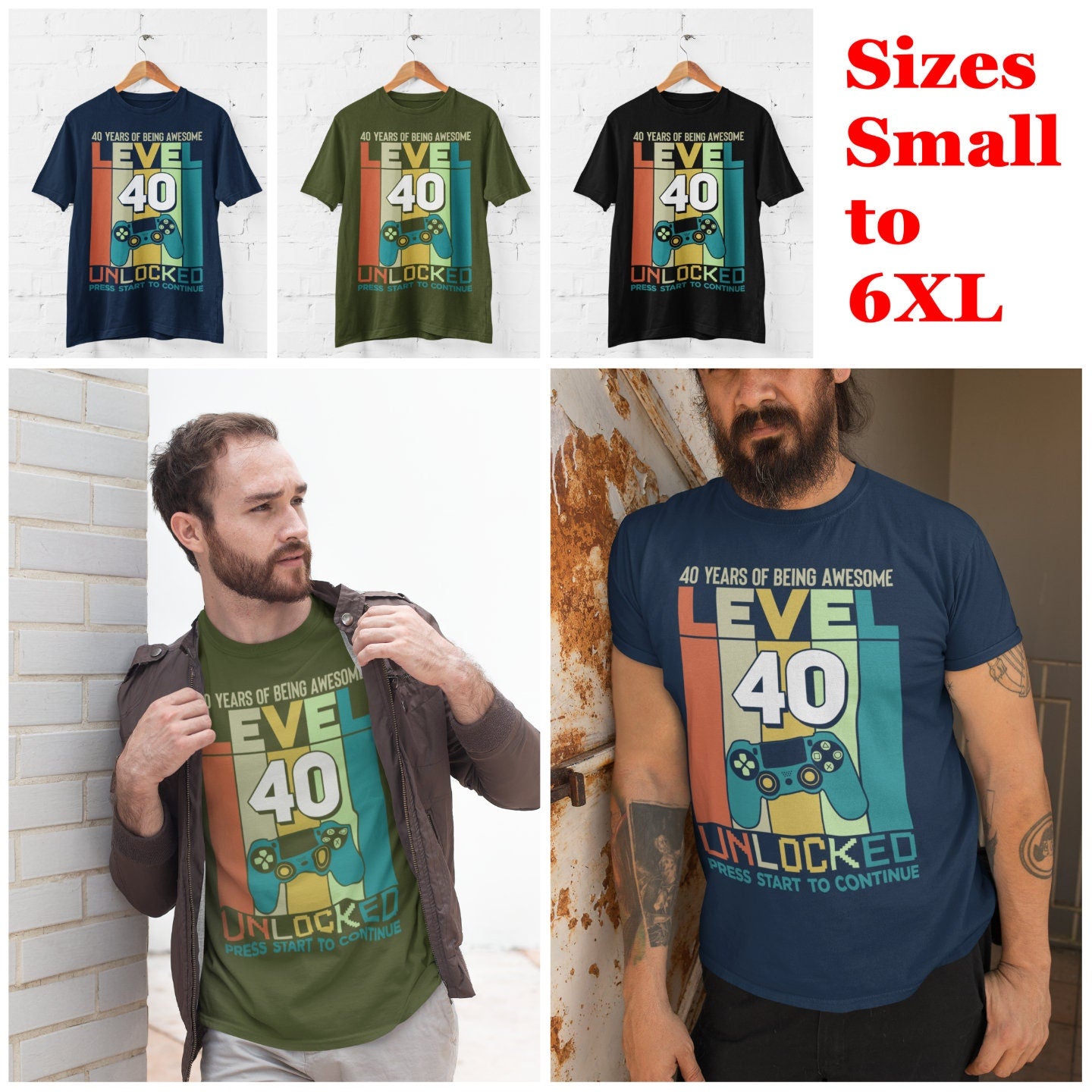 Personalised 40th Birthday T-Shirt: Gamer Style, Custom Back Print - product image 4