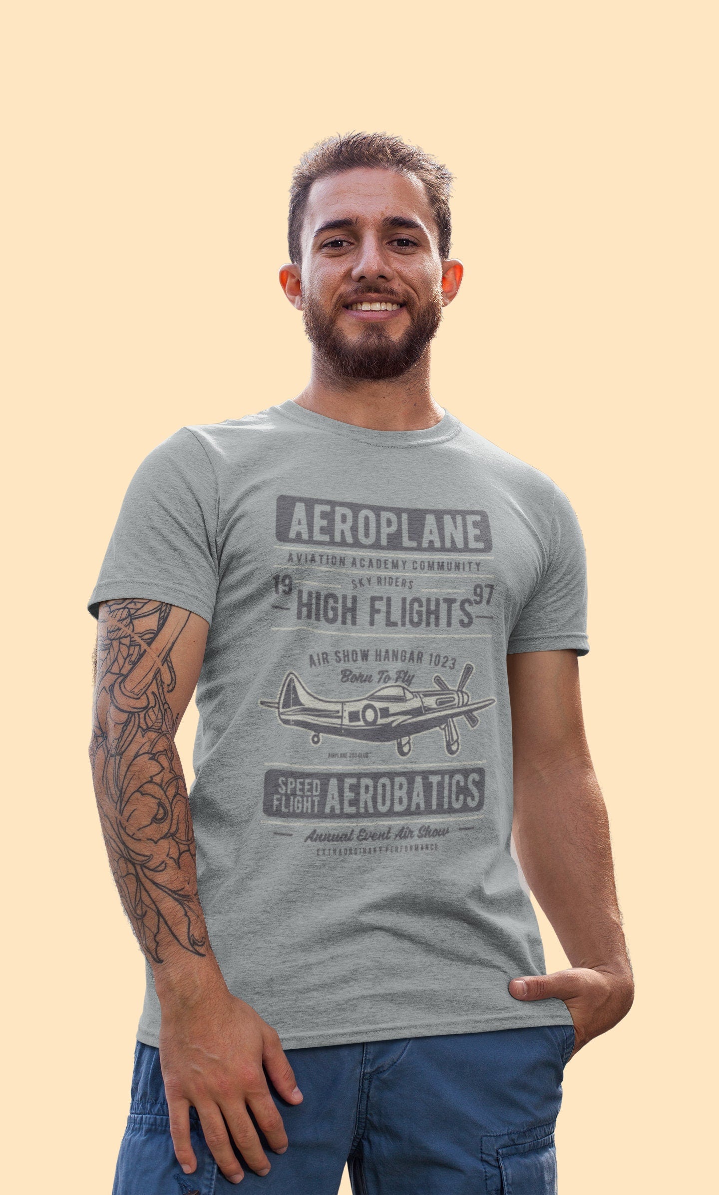 Aeroplane T-Shirt Aviation Academy Community Sky Riders High Flights 1997 Speed Flight Aerobatics - product image 4
