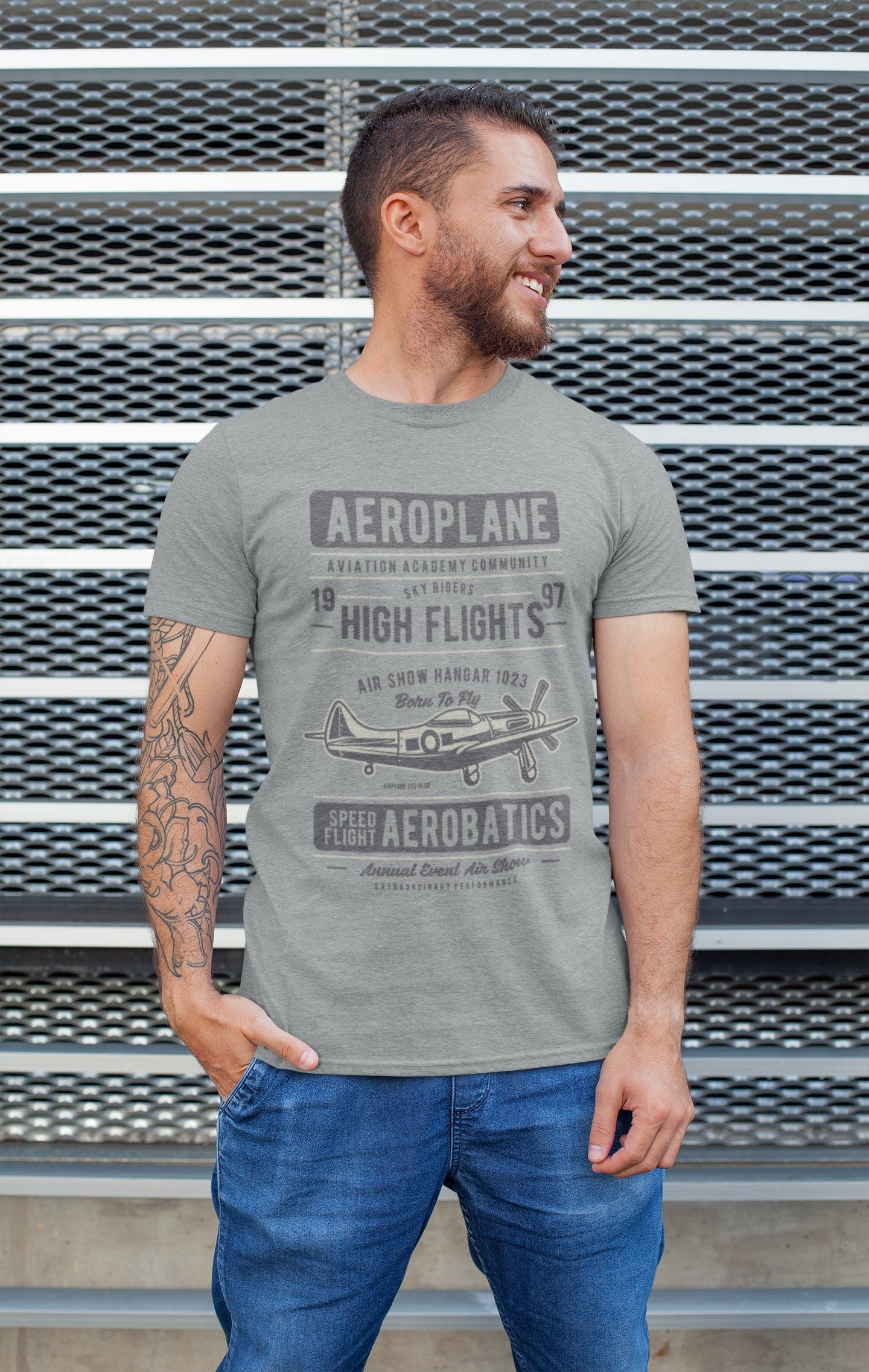 Aeroplane T-Shirt Aviation Academy Community Sky Riders High Flights 1997 Speed Flight Aerobatics - product image 2