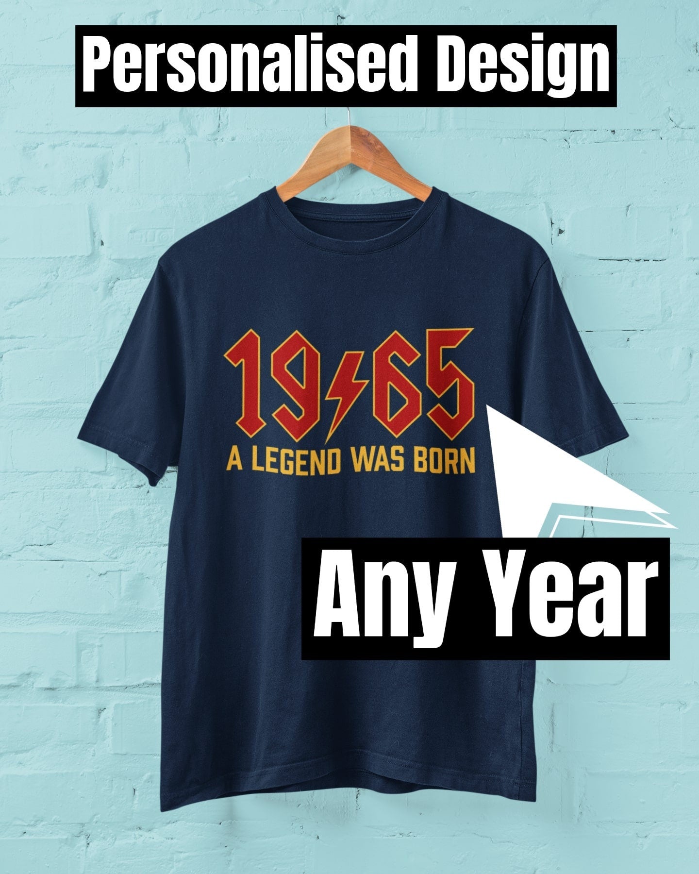 Rock Style Birthday T-Shirt A Legend Was Born Choose Any Year custom birthday gifts - product image 3